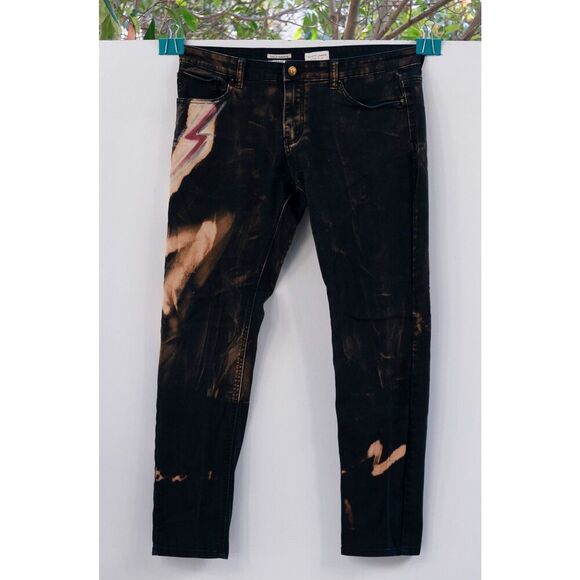 Scott James Pants Bleached Custom Men's 36x32 Slim Fit Black Stretch Chino Jeans - Picture 1 of 8